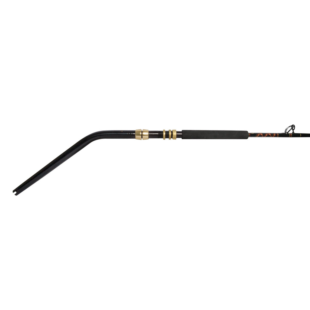Handcrafted IGFA rod with bent butt on white background