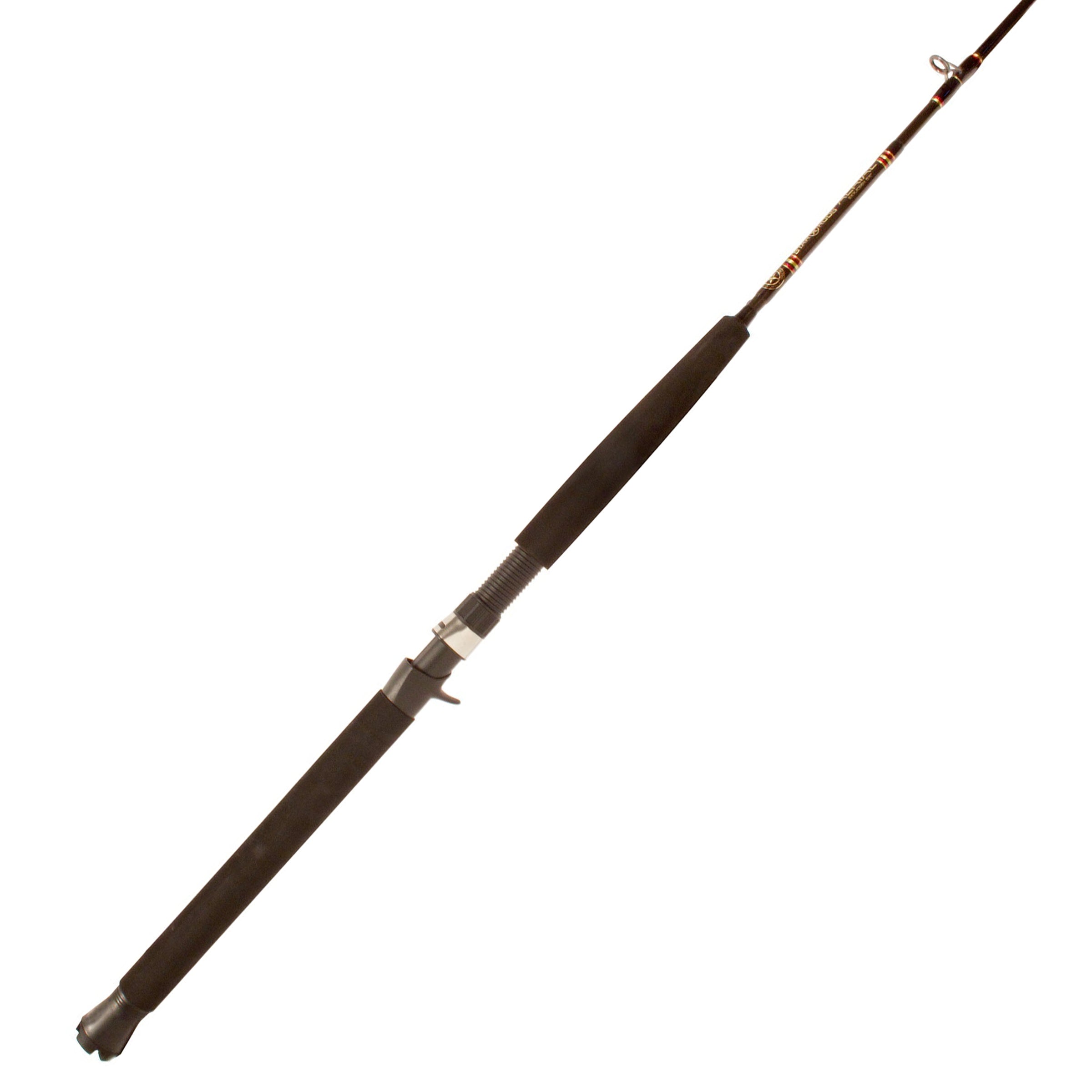 Aerial conventional jigging rod with trigger on white background