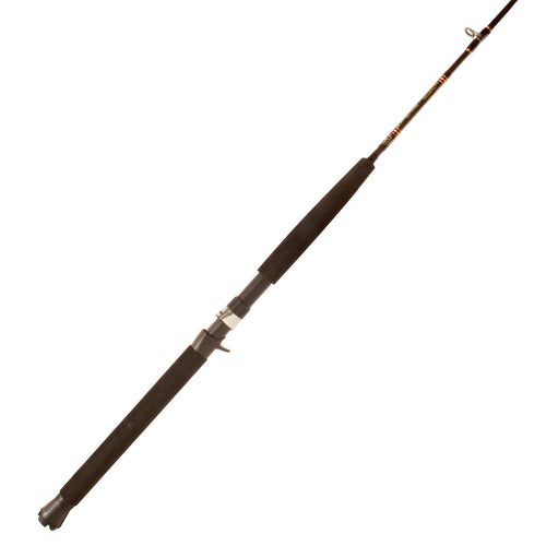 Aerial conventional jigging rod with trigger on white background