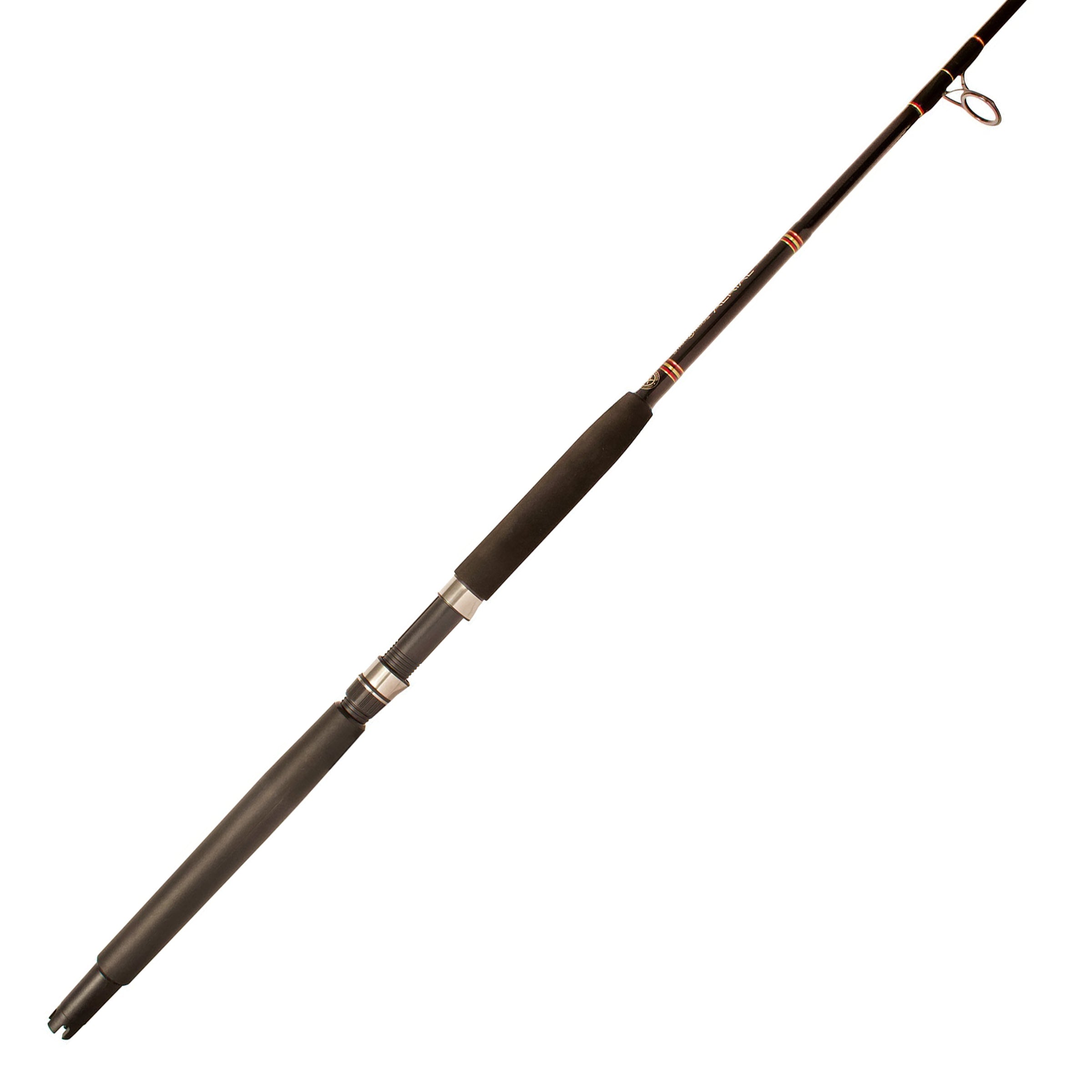 Aerial live bait spinning rod on white background