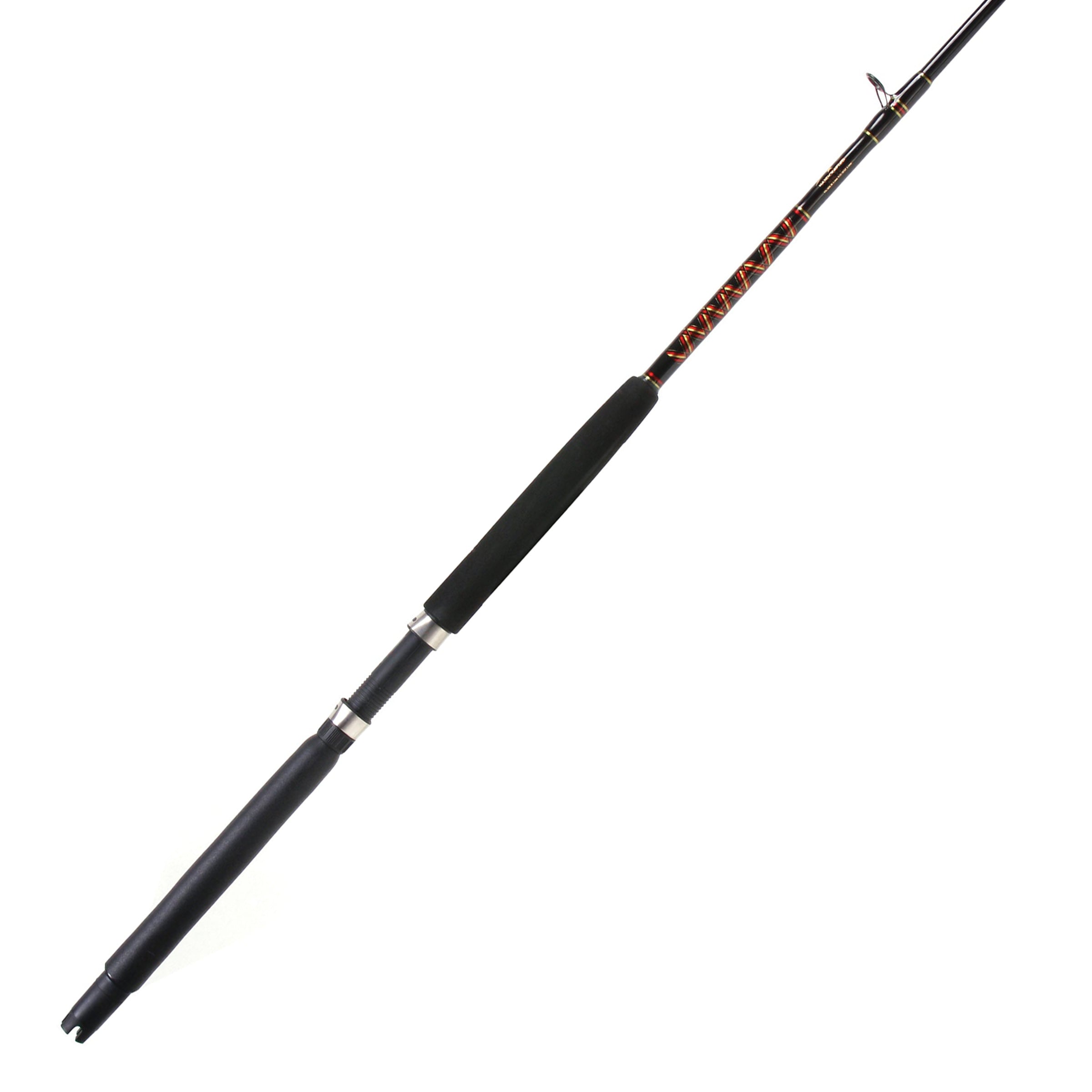 Handcrafted live bait conventional rod on white background