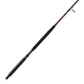 Handcrafted stand-up spinning rod on white background