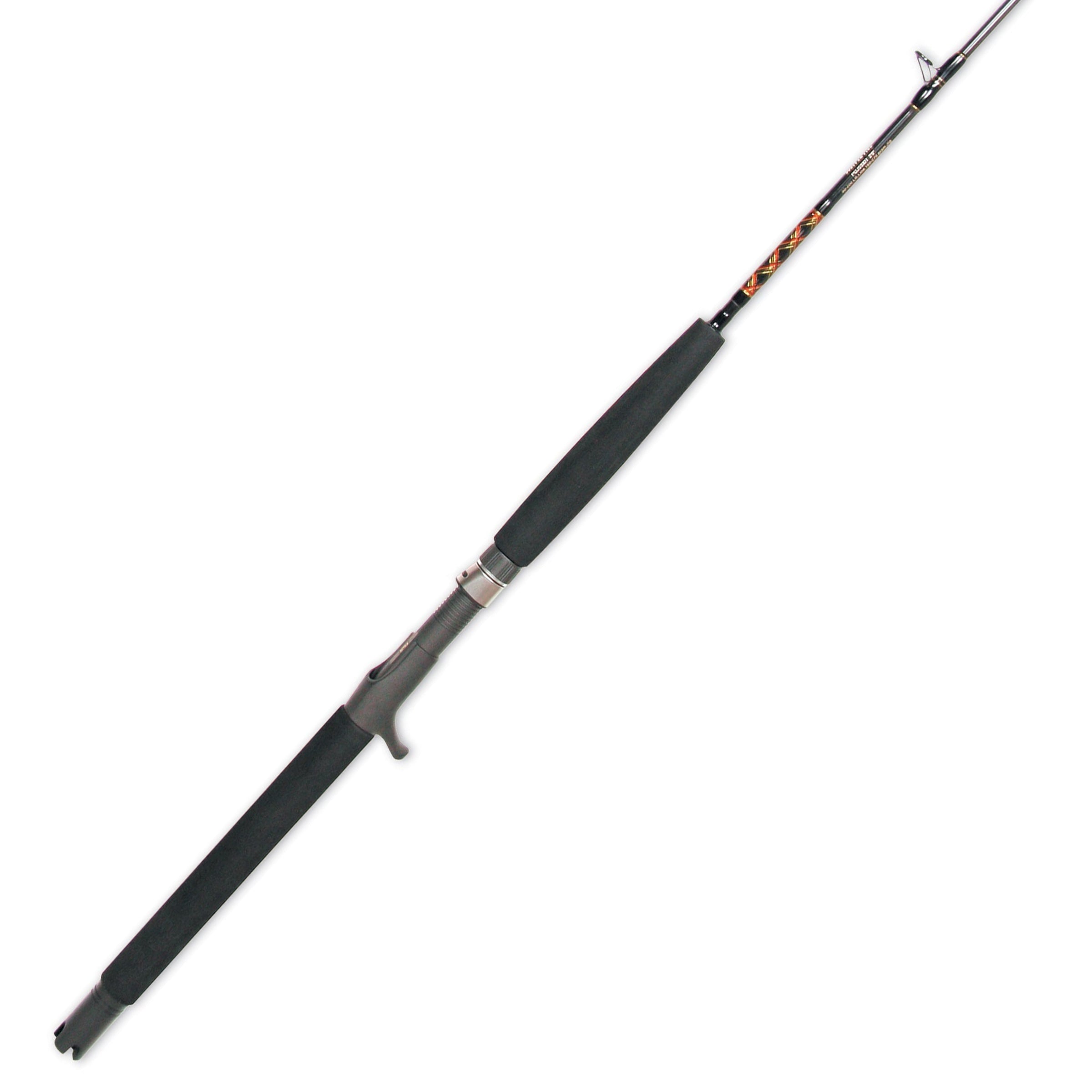 Paraflex jigging conventional rod on white background