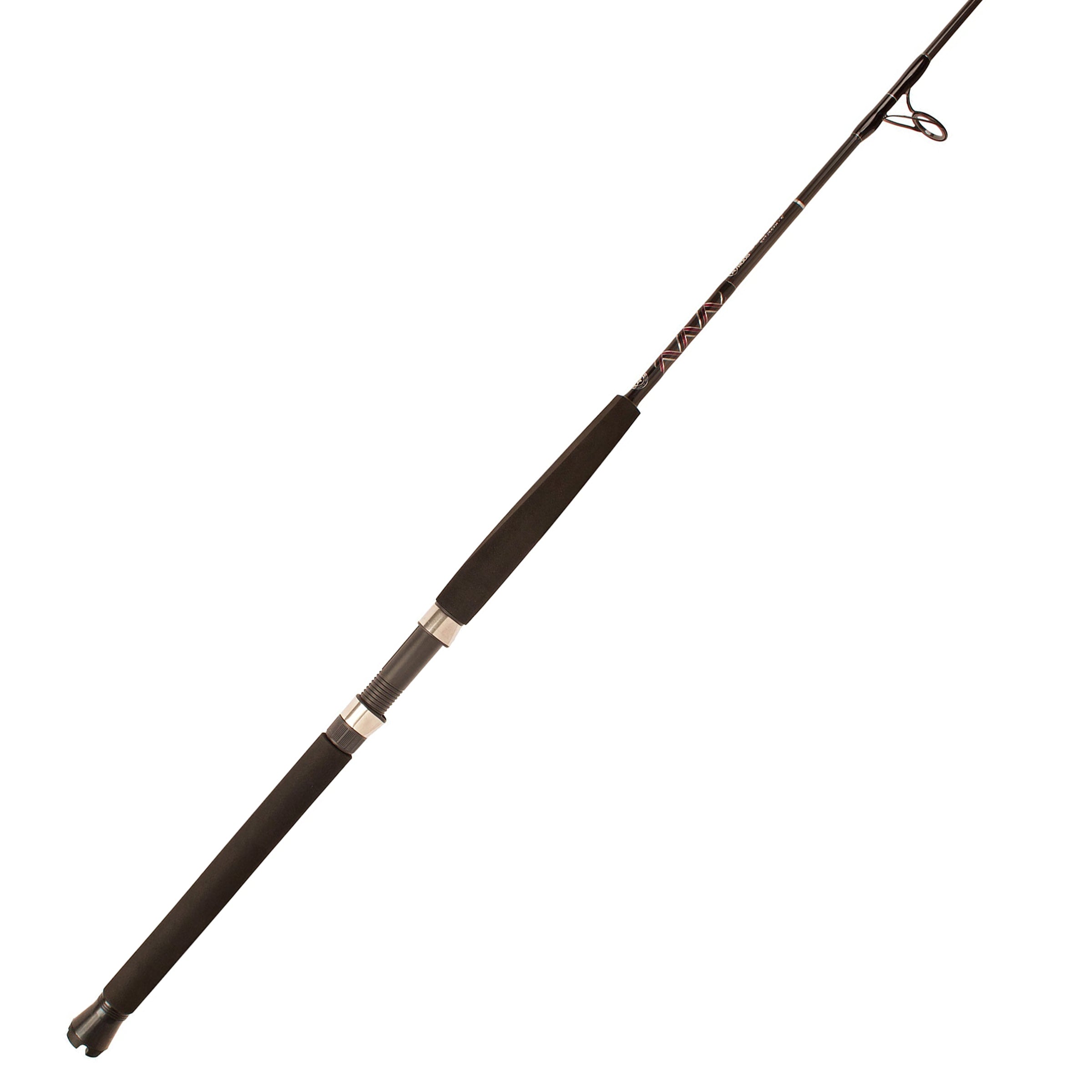 Sequence jigging spinning rod on white background